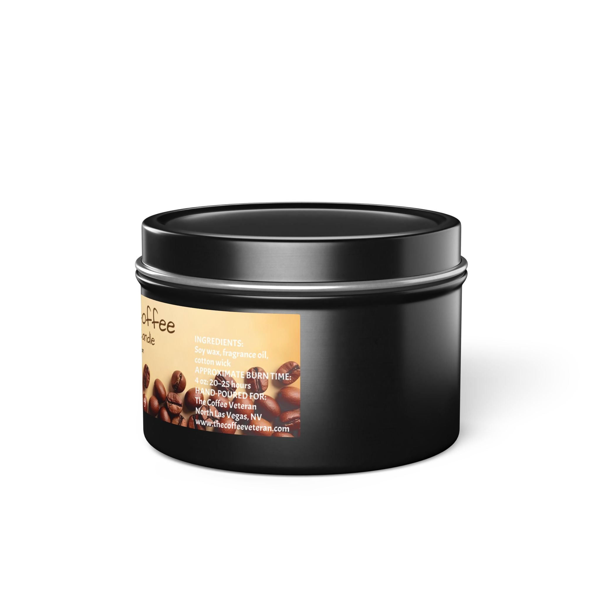 Freshly Brewed Coffee Scented Tin Candle by The Coffee Veteran (4oz and 8oz)