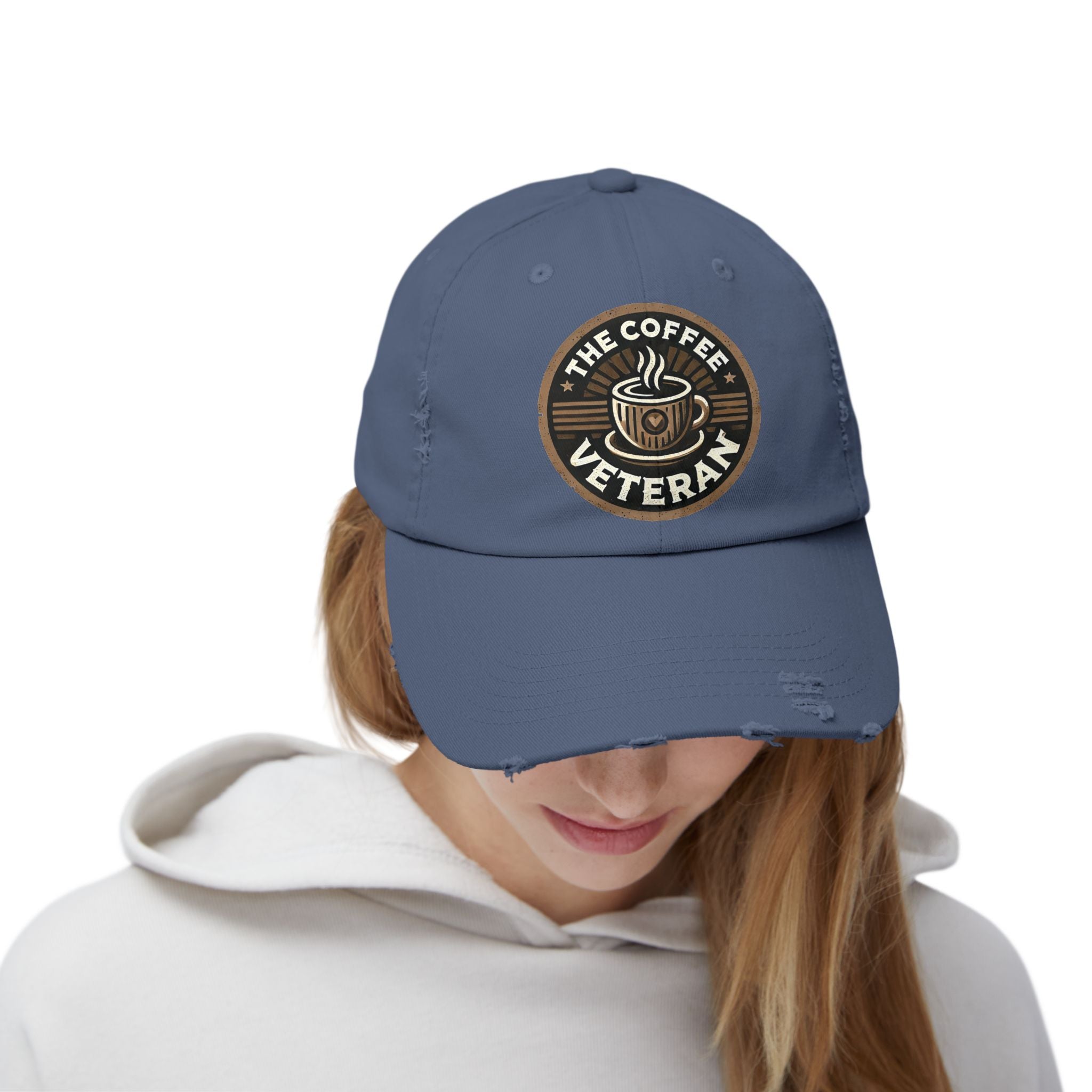 The Coffee Veteran Distressed Cotton Twill Hat (Multiple Colors Avail.)
