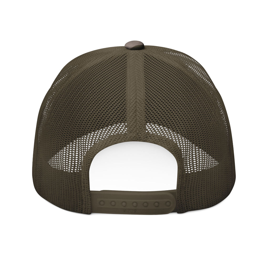 The Coffee Veteran Camo Trucker Hat — Embroidered Operator Edition