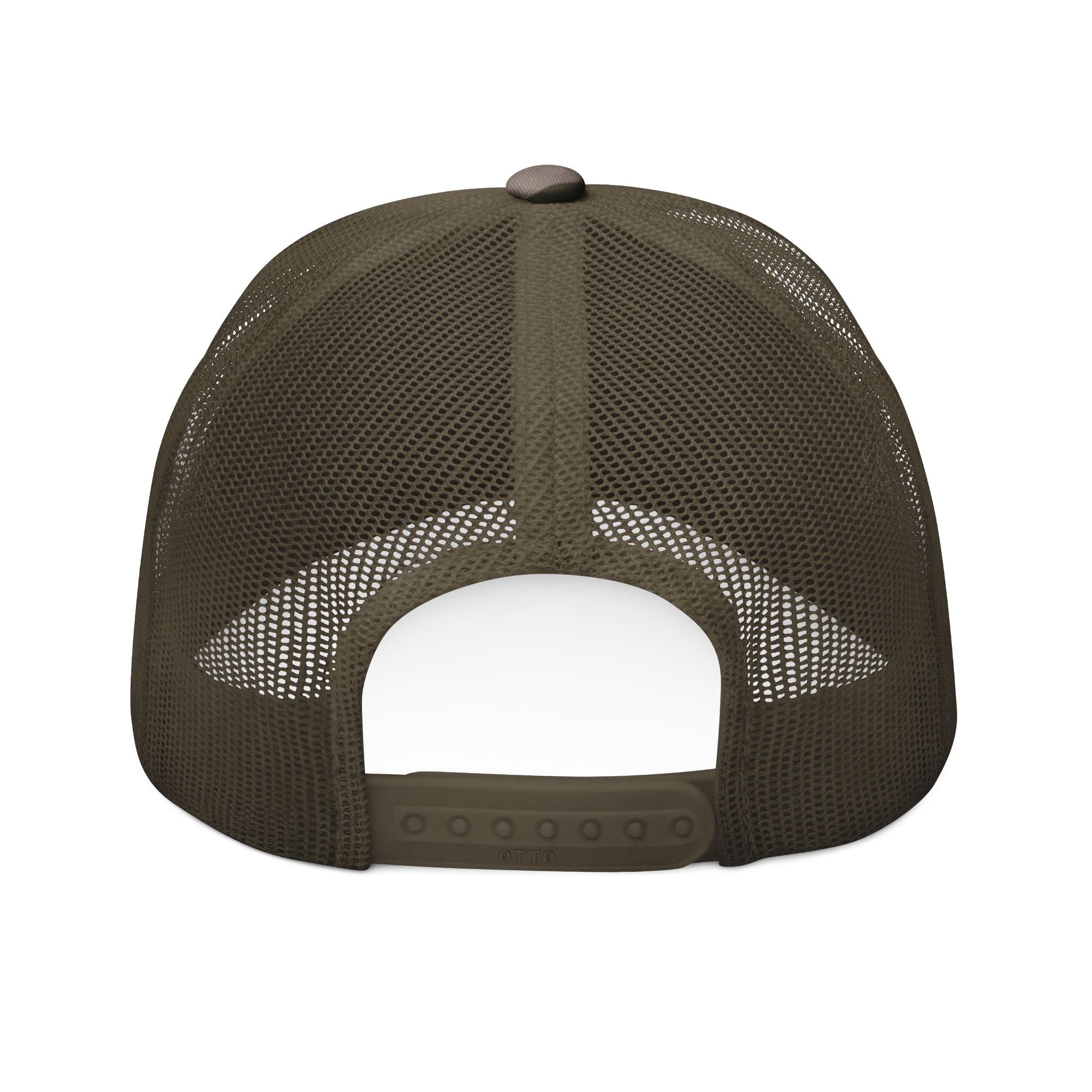 The Coffee Veteran Camo Trucker Hat — Embroidered Operator Edition