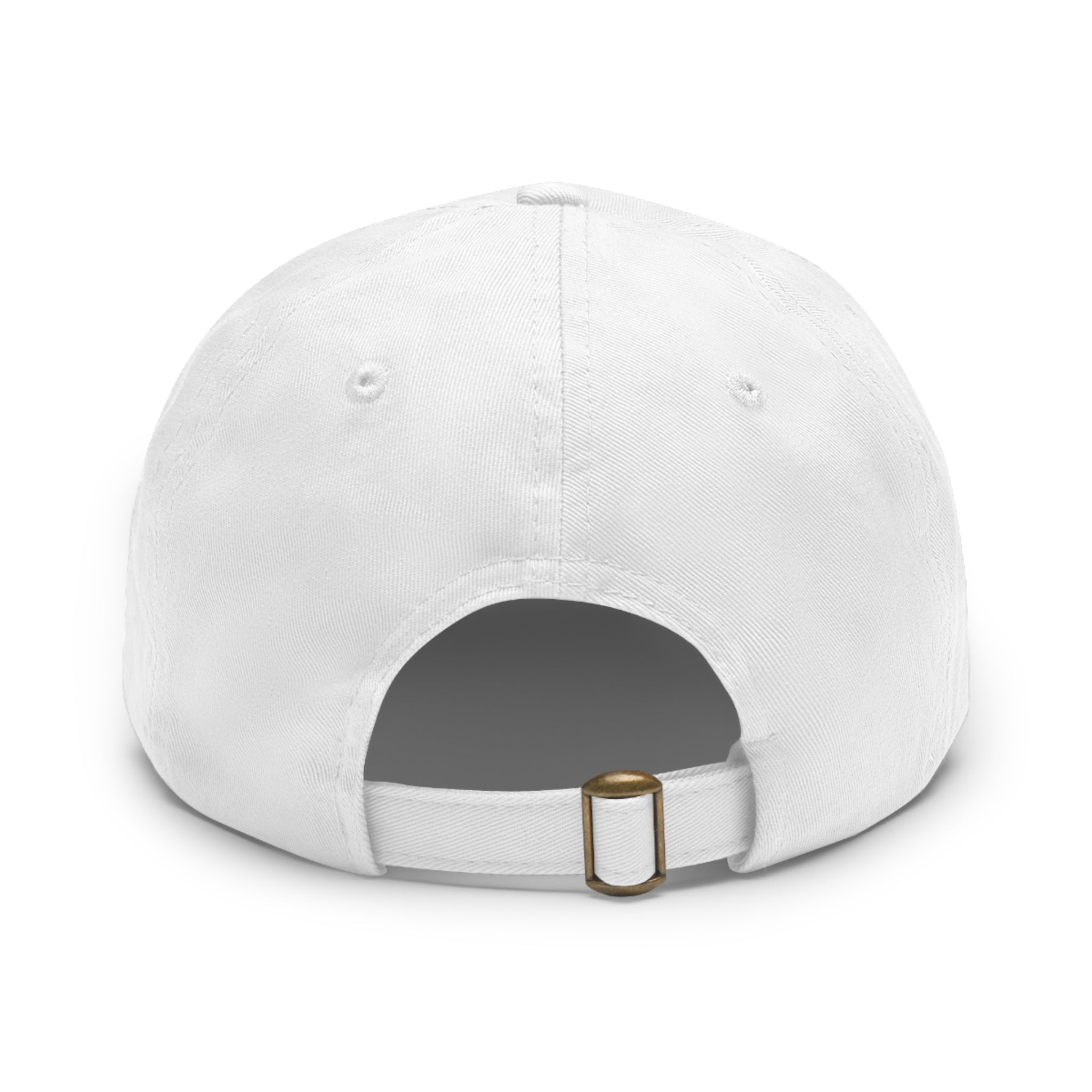 The Coffee Veteran White Dad Hat With Circle Leather Patch (4 Patch Color Options)