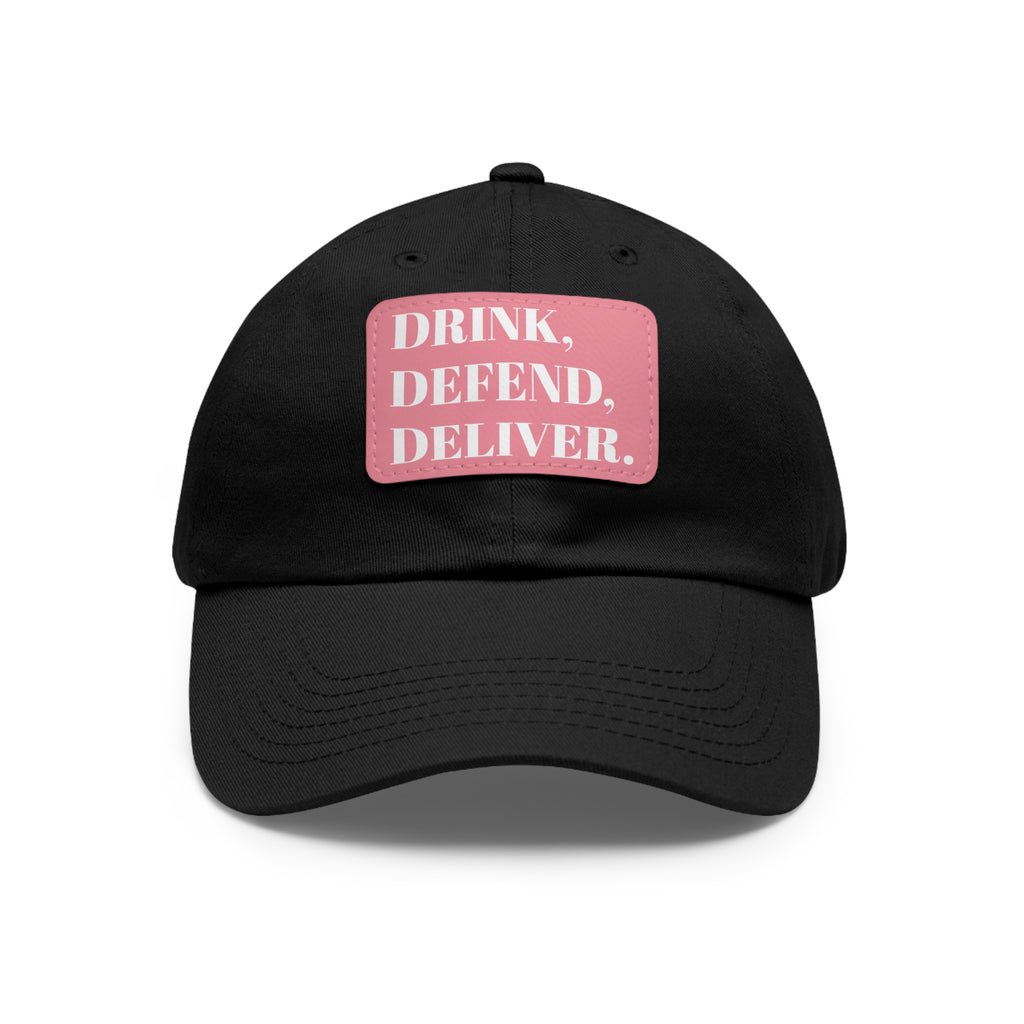 The Coffee Veteran Black Dad Hat with Rectangle Leather Patch (4 Patch Color Options)