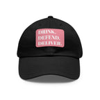 The Coffee Veteran Black Dad Hat with Rectangle Leather Patch (4 Patch Color Options)