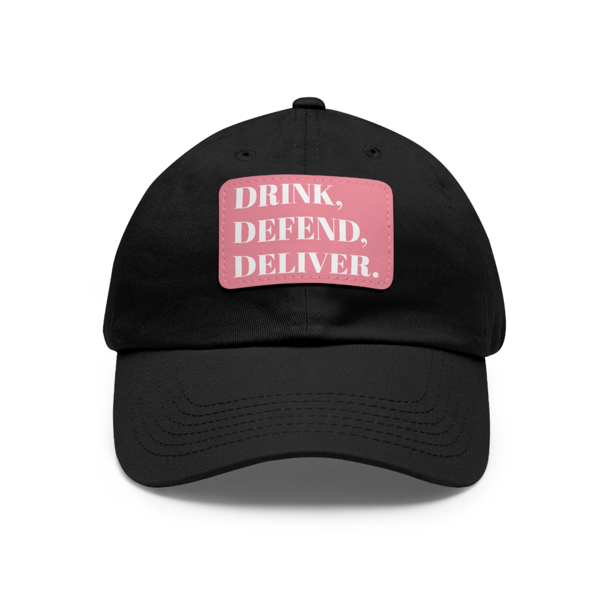 The Coffee Veteran Black Dad Hat with Rectangle Leather Patch (4 Patch Color Options)