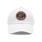 The Coffee Veteran White Dad Hat With Circle Leather Patch (4 Patch Color Options)
