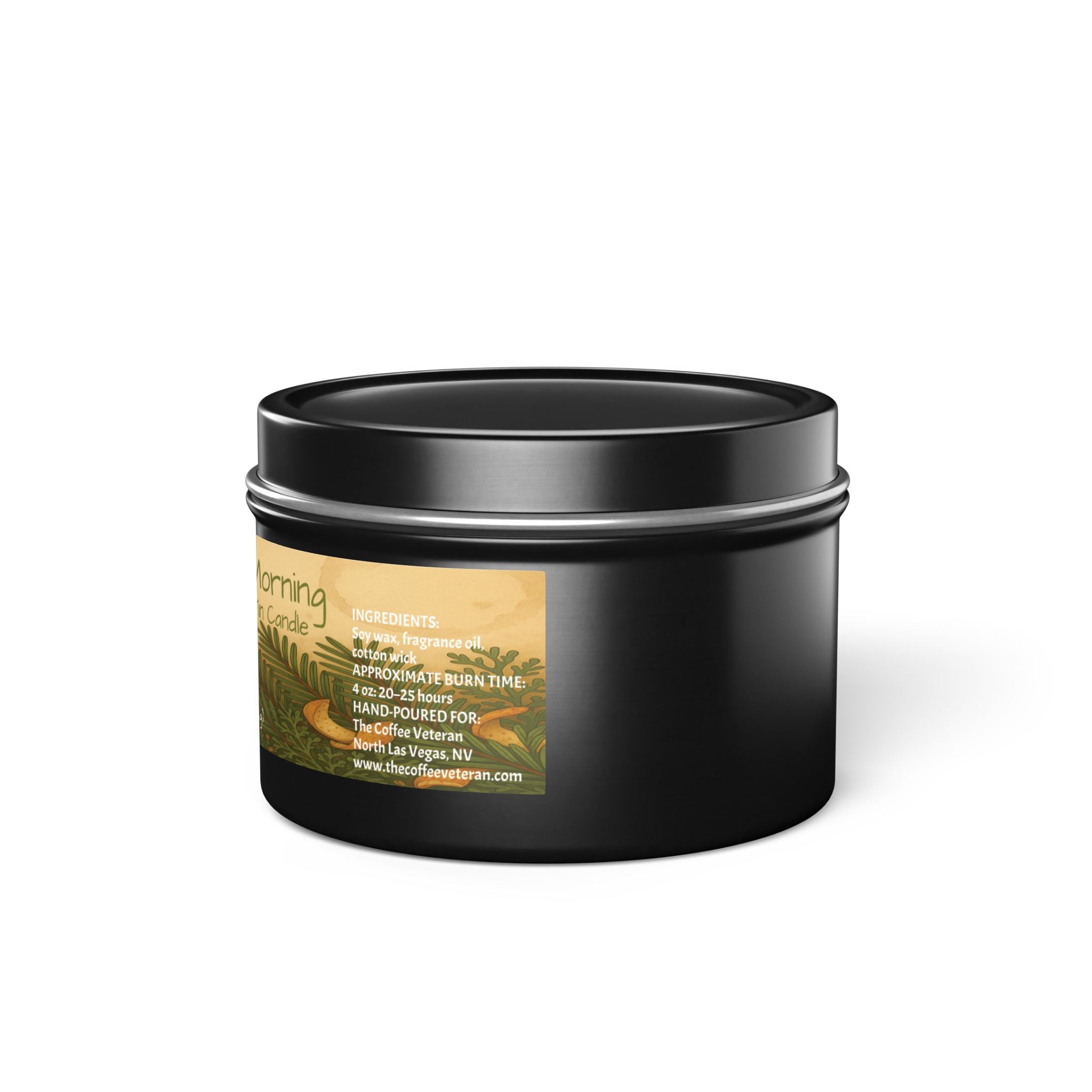 Fresh Evergreen Morning Scented Tin Candle by The Coffee Veteran
