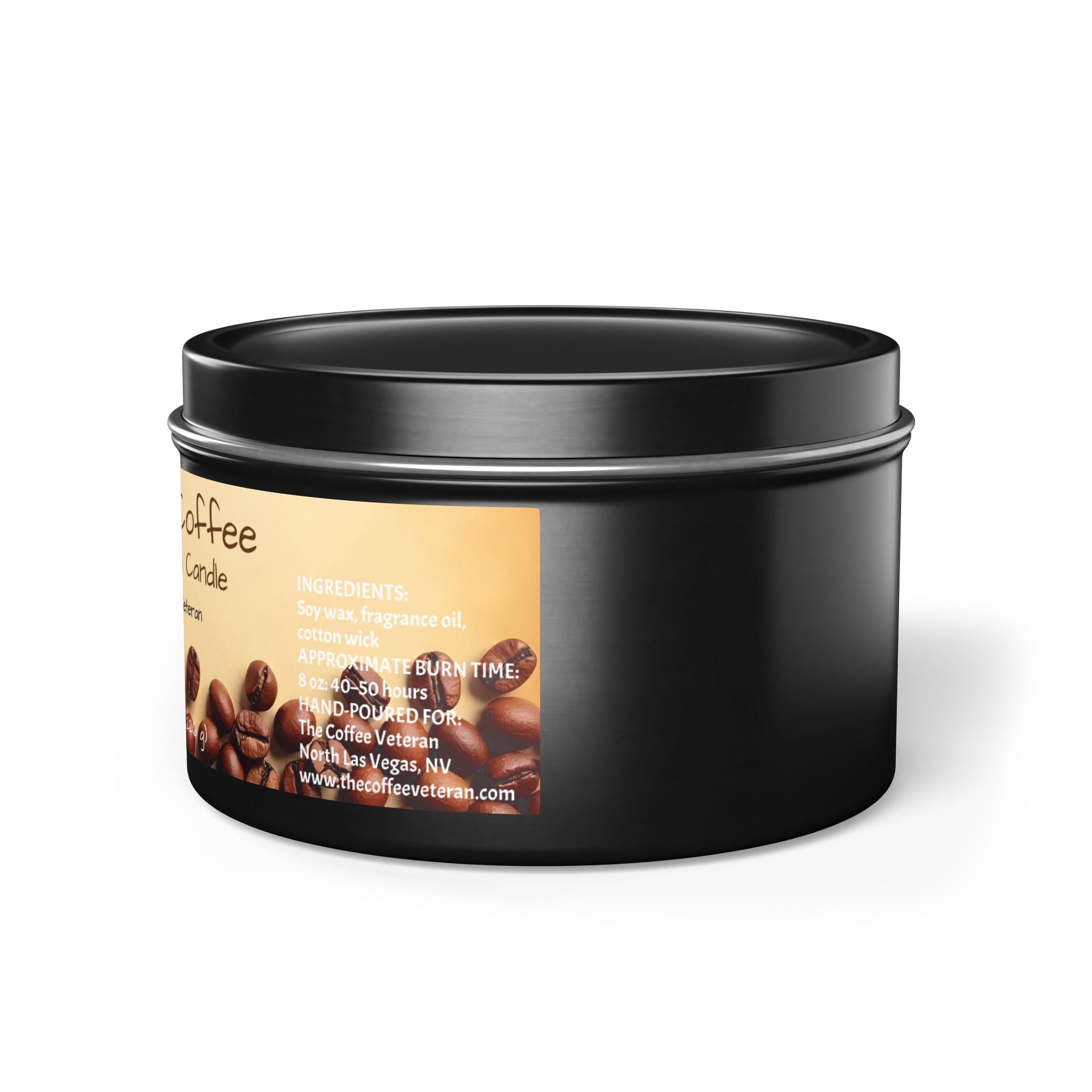 Freshly Brewed Coffee Scented Tin Candle by The Coffee Veteran (4oz and 8oz)