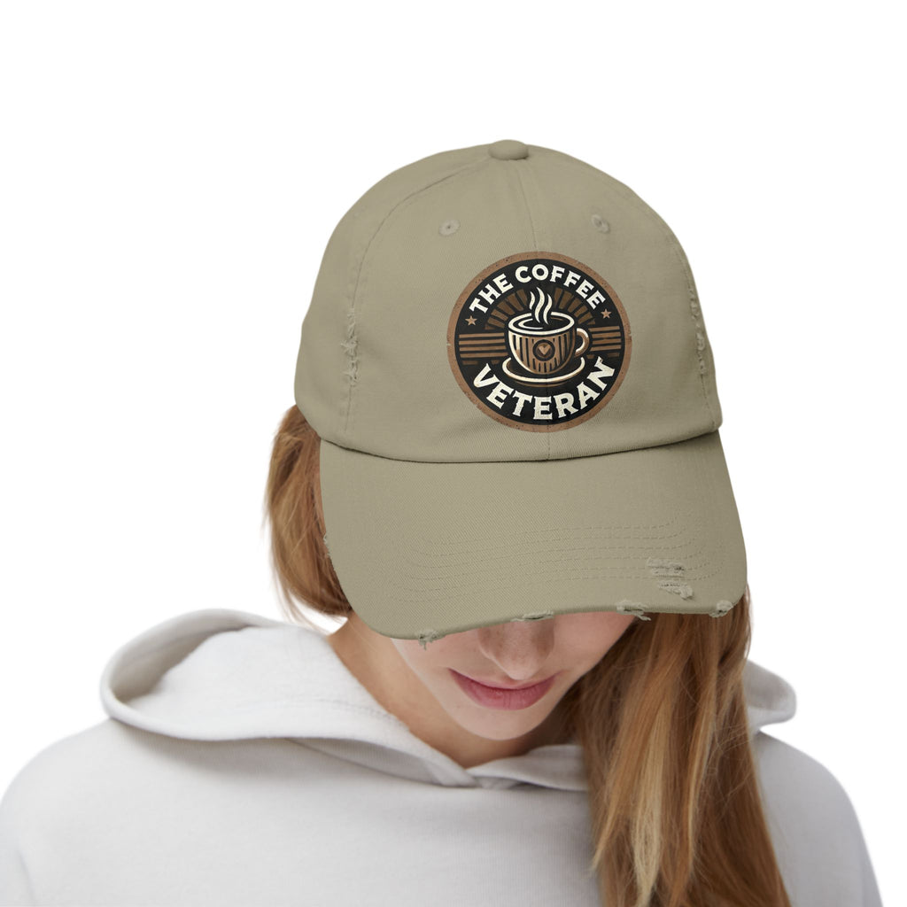 The Coffee Veteran Distressed Cotton Twill Hat (Multiple Colors Avail.)