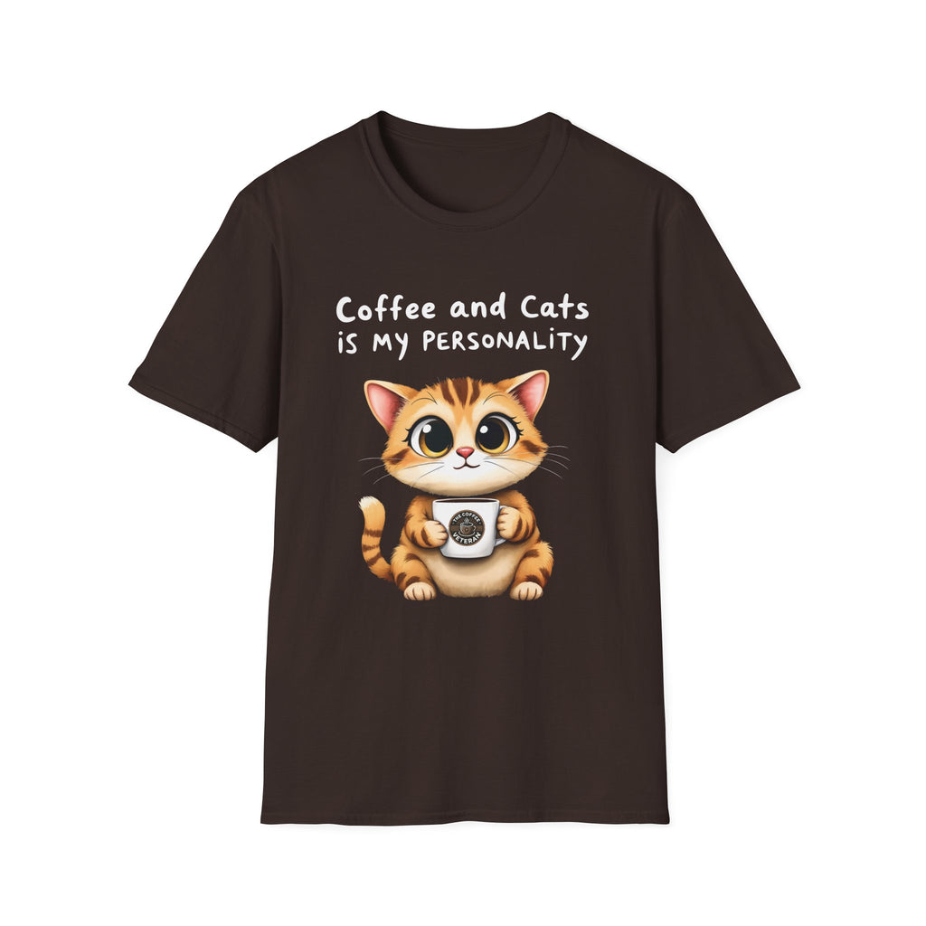 "Coffee and Cats is my Personality" T-Shirt by The Coffee Veteran