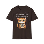 "Coffee and Cats is my Personality" T-Shirt by The Coffee Veteran