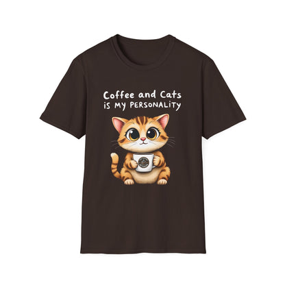 "Coffee and Cats is my Personality" T-Shirt by The Coffee Veteran
