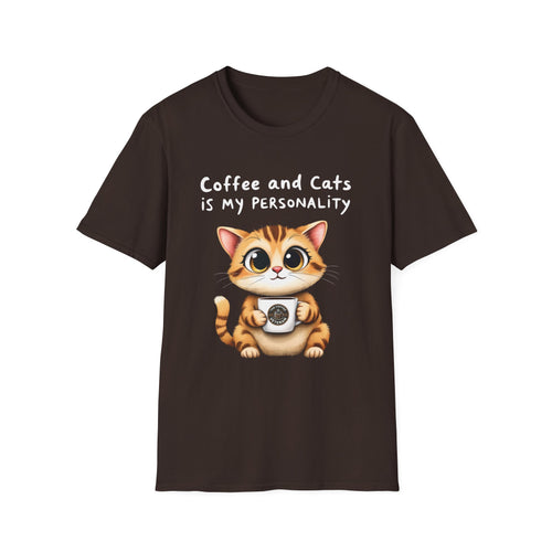 "Coffee and Cats is my Personality" T-Shirt by The Coffee Veteran