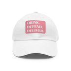 The Coffee Veteran White Dad Hat with Rectangle Leather Patch (4 Patch Color Options)