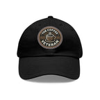 The Coffee Veteran Black Dad Hat With Circle Leather Patch (4 Patch Color Options)