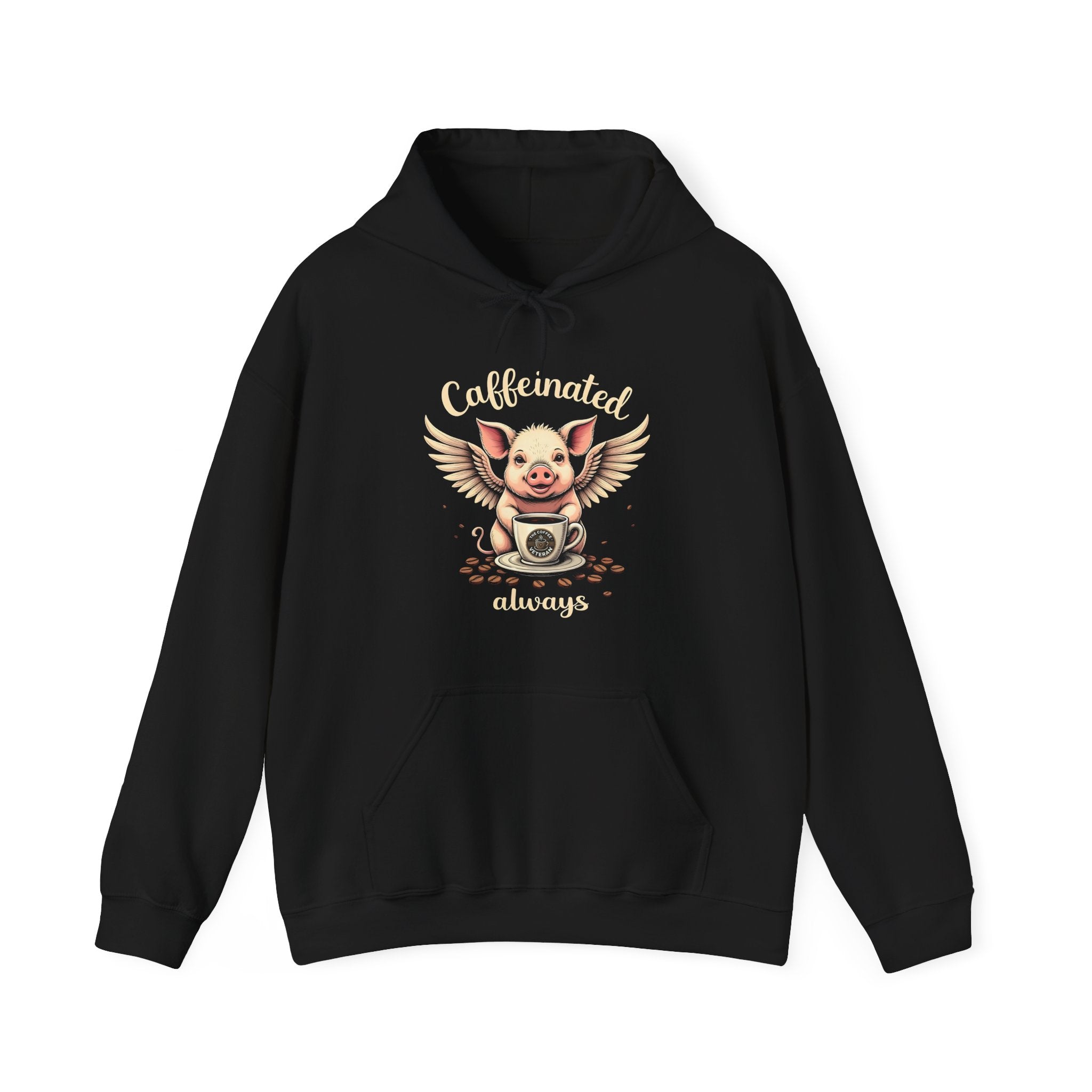 "Caffeinated Always Flying Pig" Style Two Hoodie by The Coffee Veteran