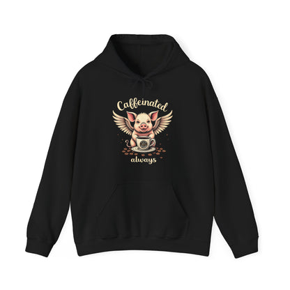 "Caffeinated Always Flying Pig" Style Two Hoodie by The Coffee Veteran