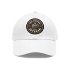The Coffee Veteran White Dad Hat With Circle Leather Patch (4 Patch Color Options)