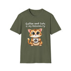 "Coffee and Cats is my Personality" T-Shirt by The Coffee Veteran
