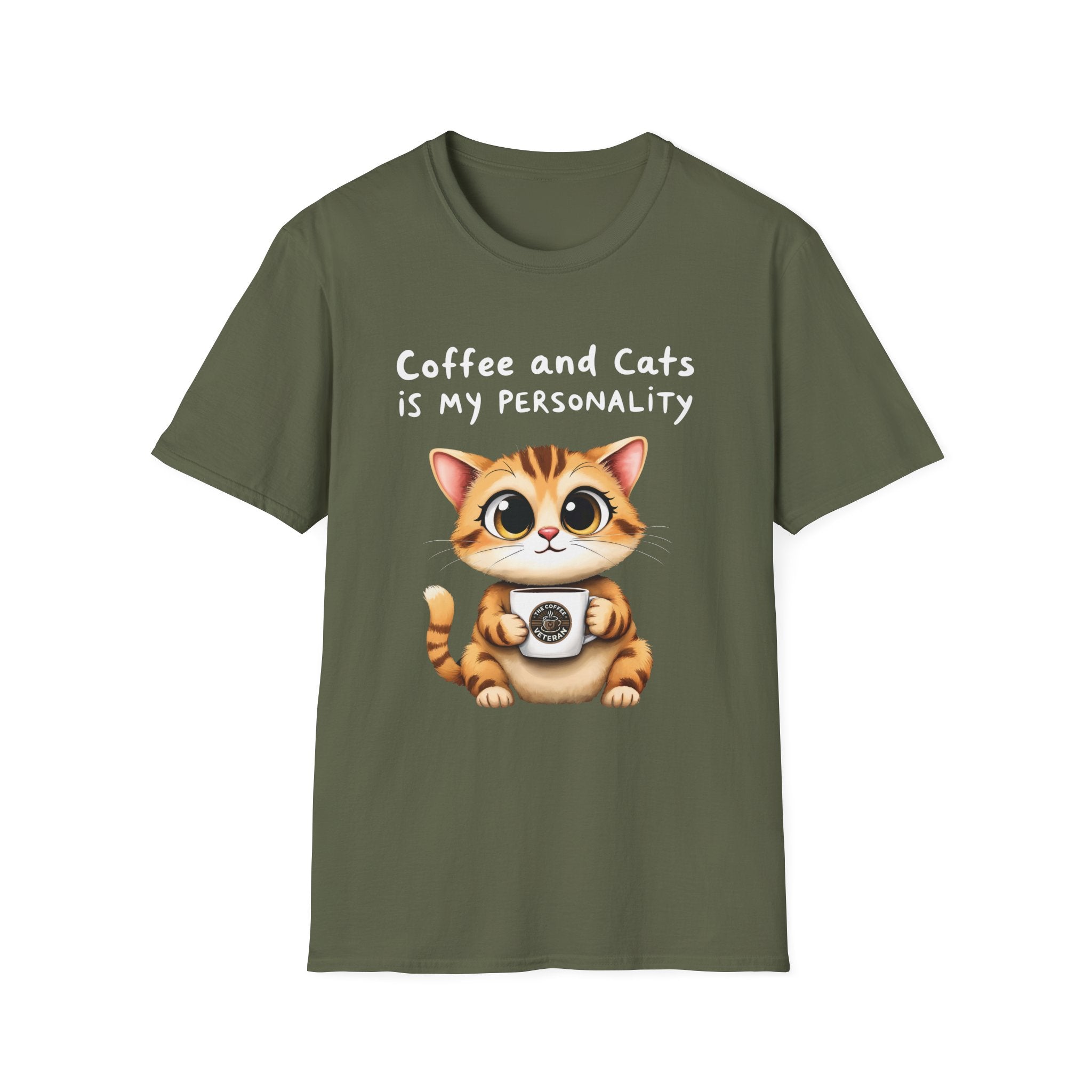 "Coffee and Cats is my Personality" T-Shirt by The Coffee Veteran