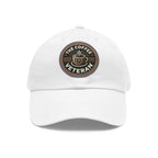 The Coffee Veteran White Dad Hat With Circle Leather Patch (4 Patch Color Options)