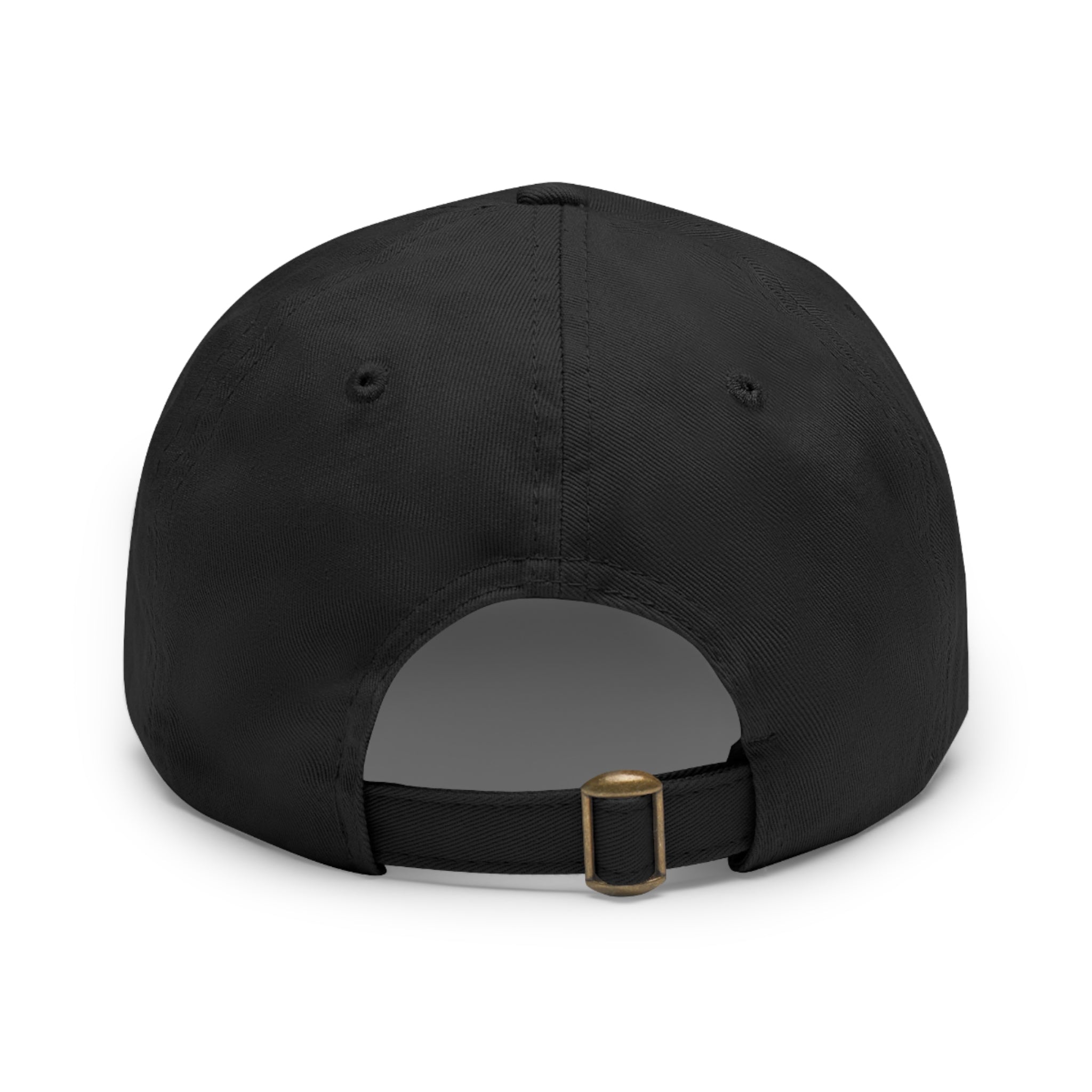 The Coffee Veteran Black Dad Hat With Circle Leather Patch (4 Patch Color Options)
