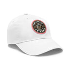 The Coffee Veteran White Dad Hat With Circle Leather Patch (4 Patch Color Options)