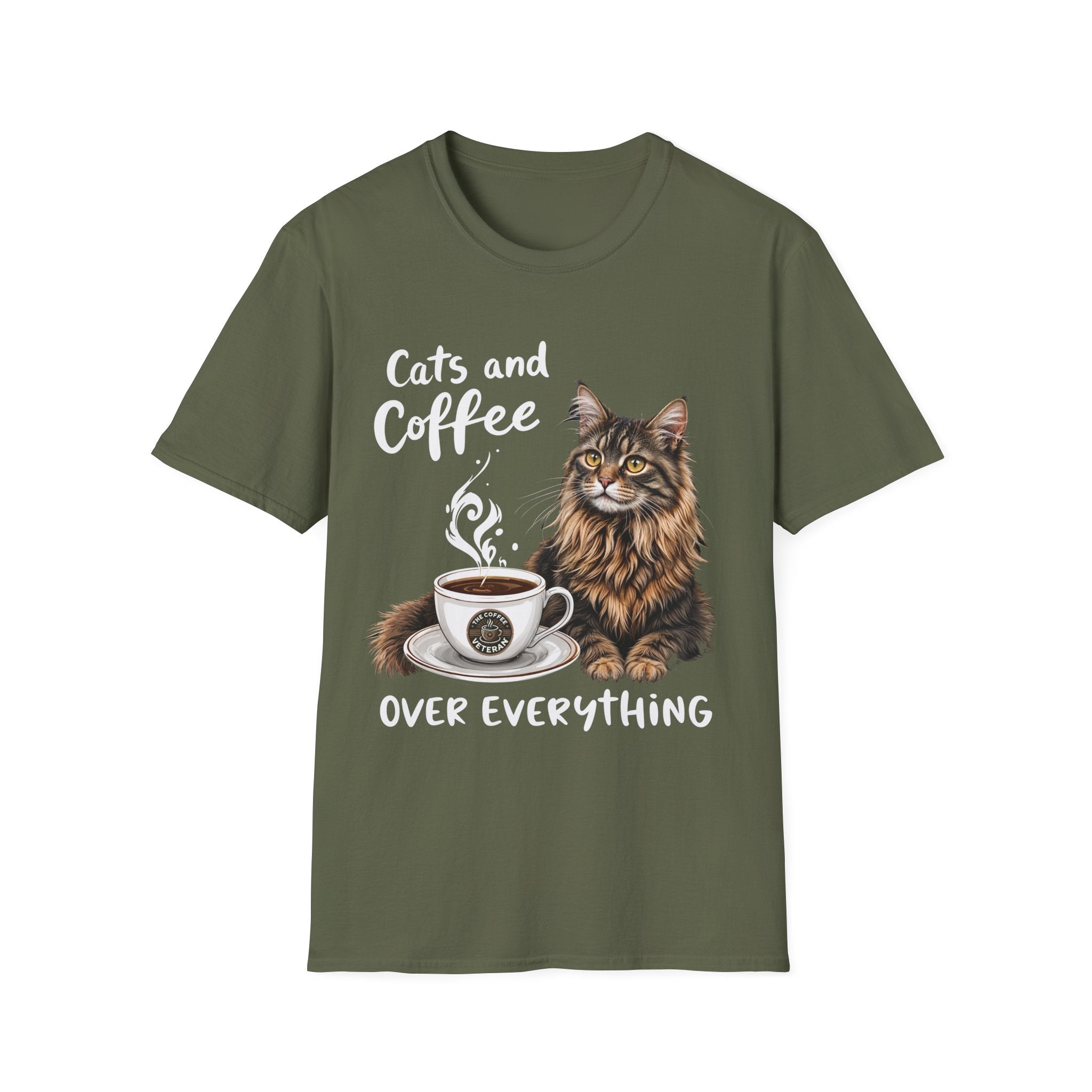 Cats and Coffee Over Everything T-Shirt by The Coffee Veteran