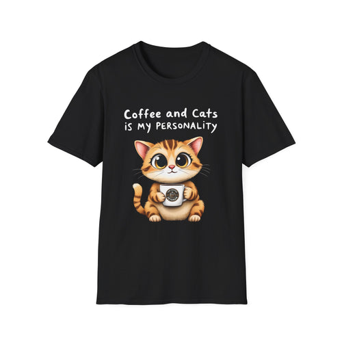 "Coffee and Cats is my Personality" T-Shirt by The Coffee Veteran