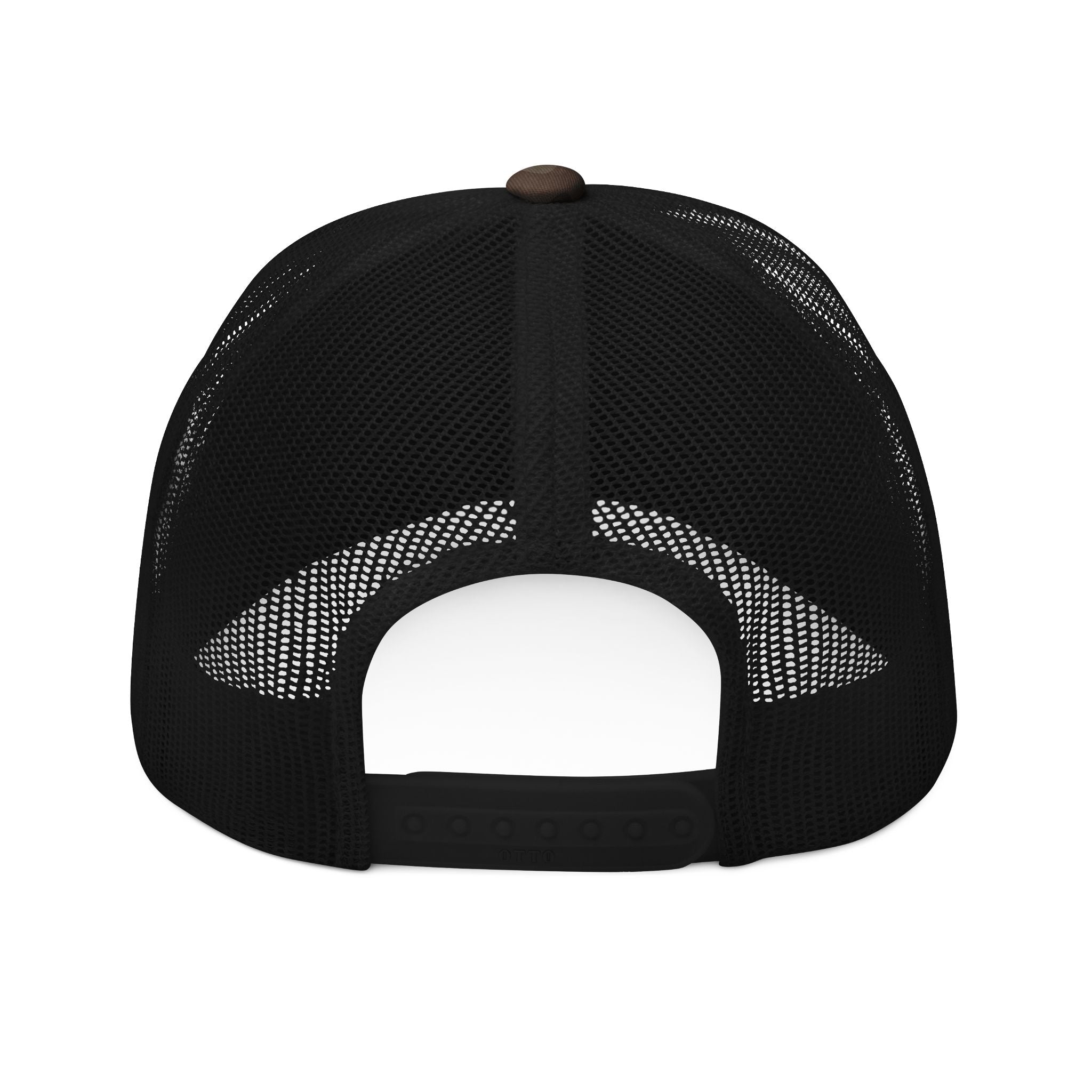 The Coffee Veteran Camo Trucker Hat — Embroidered Operator Edition