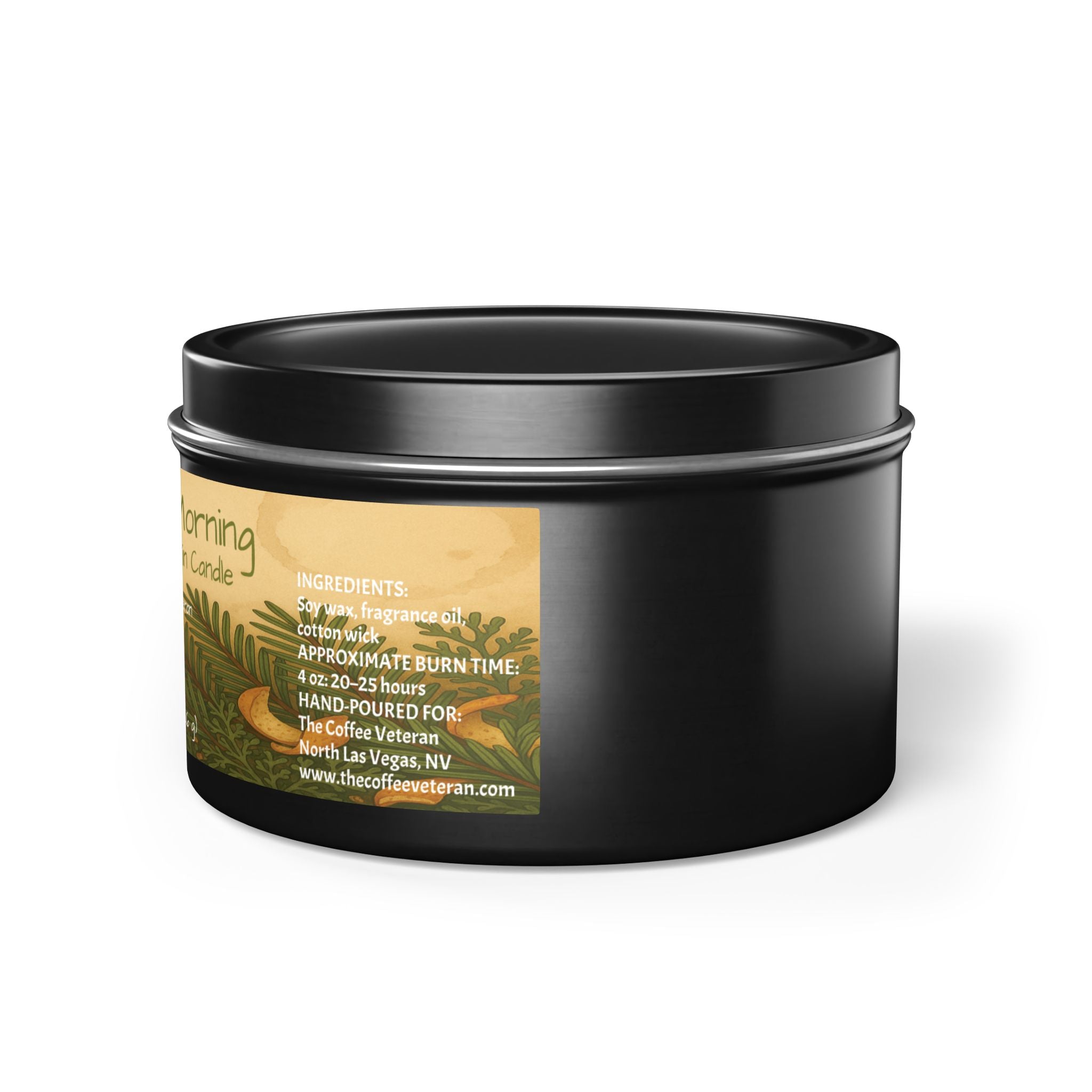 Fresh Evergreen Morning Scented Tin Candle by The Coffee Veteran