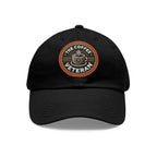 The Coffee Veteran Black Dad Hat With Circle Leather Patch (4 Patch Color Options)