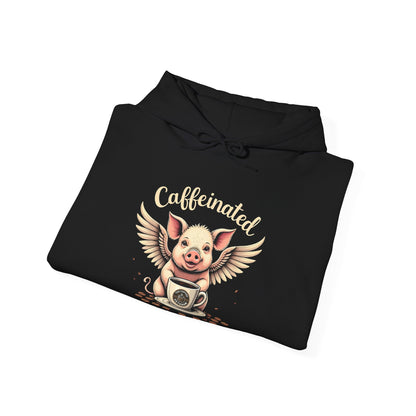 "Caffeinated Always Flying Pig" Style Two Hoodie by The Coffee Veteran