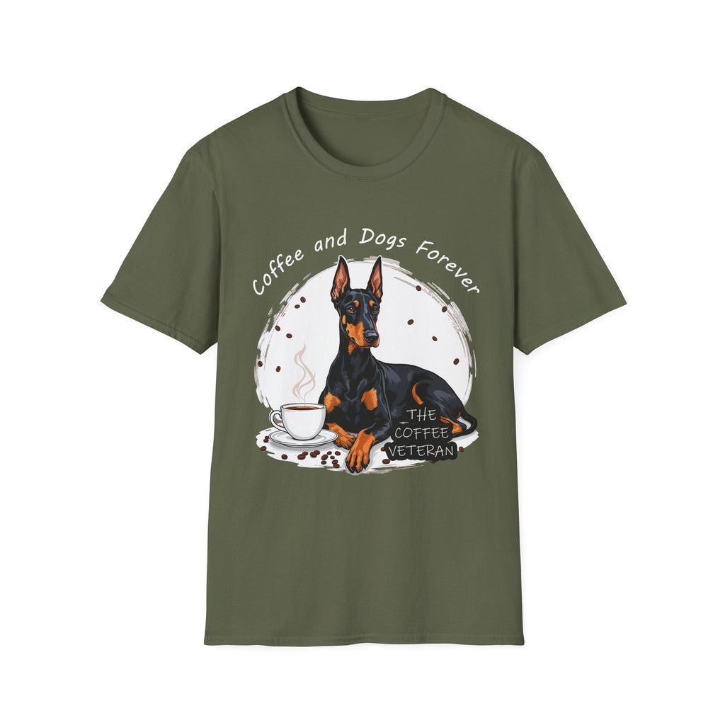 "Coffee and Dogs Forever" T-Shirt by The Coffee Veteran