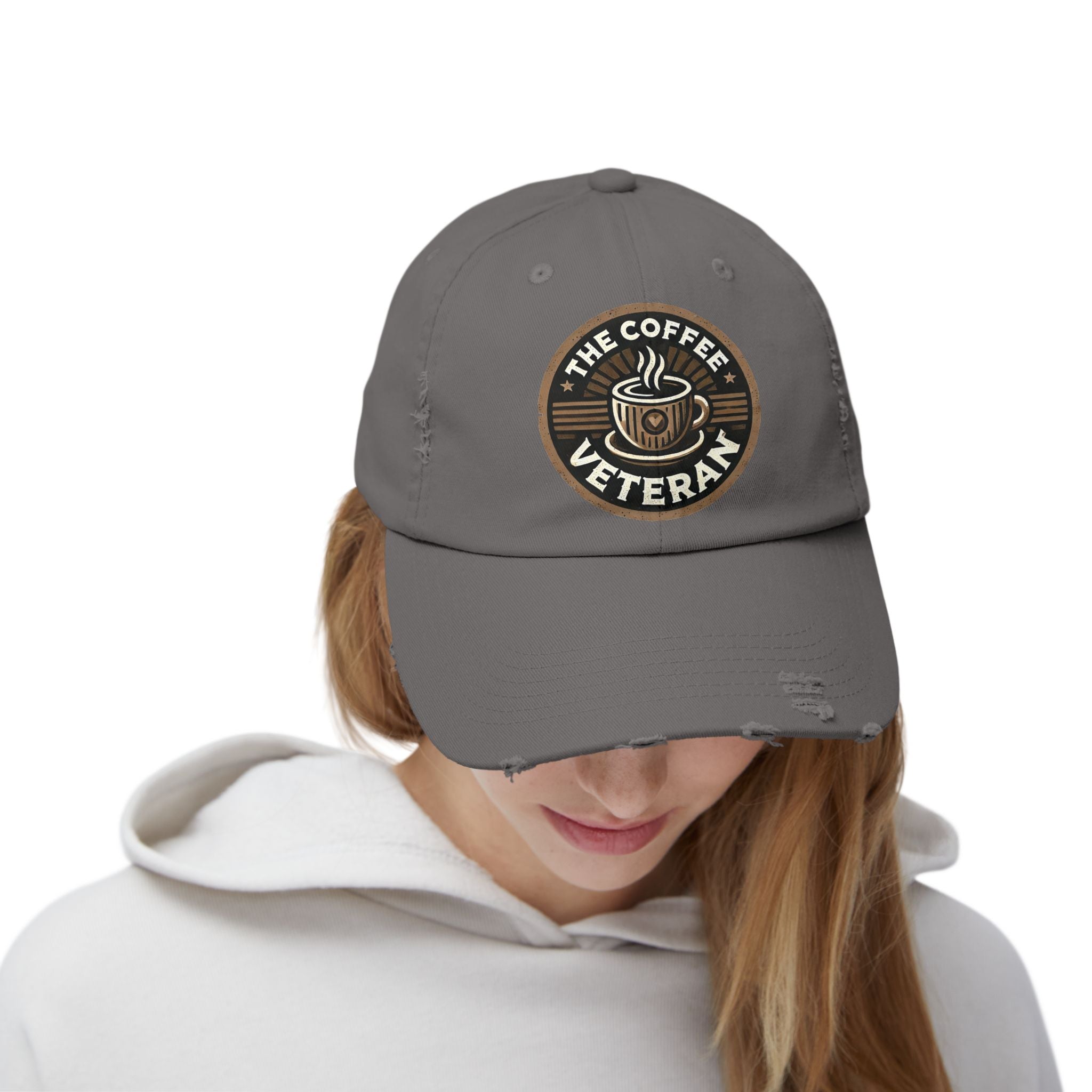 The Coffee Veteran Distressed Cotton Twill Hat (Multiple Colors Avail.)