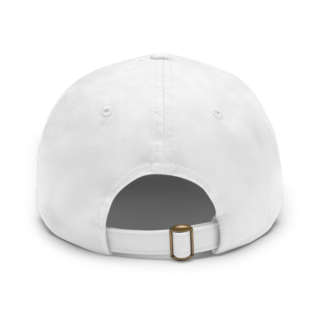 The Coffee Veteran White Dad Hat with Rectangle Leather Patch (4 Patch Color Options)